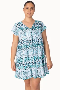 Dresses|Sundrenched Abstract Diamond Kiki Dress Mint