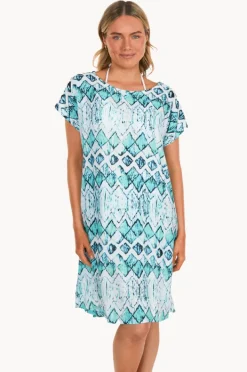 Dresses|Sundrenched Abstract Diamond Michelle Dress Mint