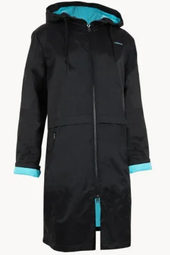 Towel Robes & Ponchos|Towel Robes & Ponchos|Rappco Adult Waterproof Towelling Zip Parka XS-3XL Black/Aqua