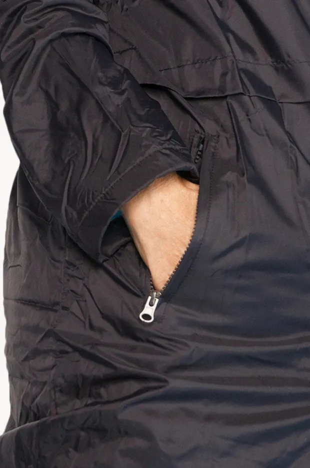 Towel Robes & Ponchos|Towel Robes & Ponchos|Rappco Adult Waterproof Towelling Zip Parka XS-3XL Black/Aqua