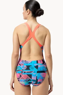 One Pieces|Speedo Allover Digital Powerback One Piece Red/blue