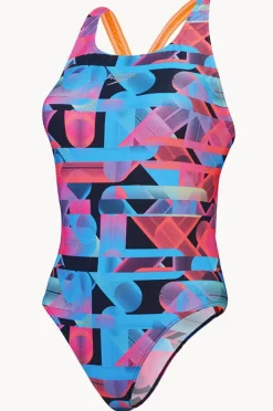 One Pieces|Speedo Allover Digital Powerback One Piece Red/blue