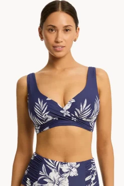 Bikini Tops|Sea Level Aloha Cross Front Bra French navy