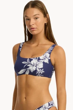 Bikini Tops|Sea Level Aloha Low Square Neck Bra French navy
