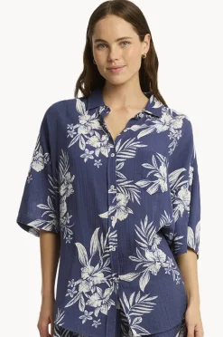 Tops|Sea Level Aloha Shirt French navy