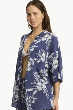 Tops|Sea Level Aloha Shirt French navy