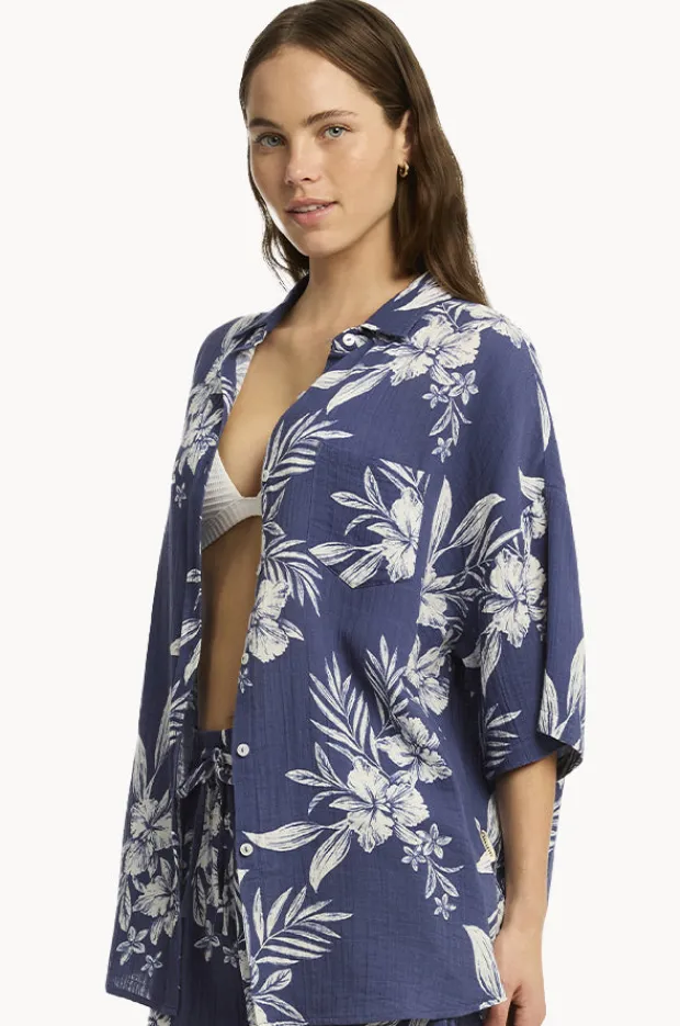 Tops|Sea Level Aloha Shirt French navy