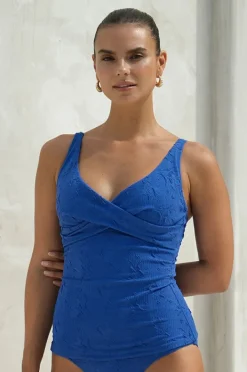 Tankini Tops|Nip Tuck Amelius Louise Cross Front Singlet Blue