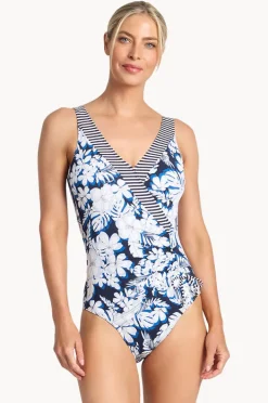 One Pieces|Jantzen Anchor Gathered Surplice One Piece Navy