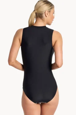 One Pieces|Jantzen Animal Active Zip One Piece Black/white