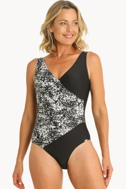 One Pieces|Jantzen Animal Surplice One Piece BLACK