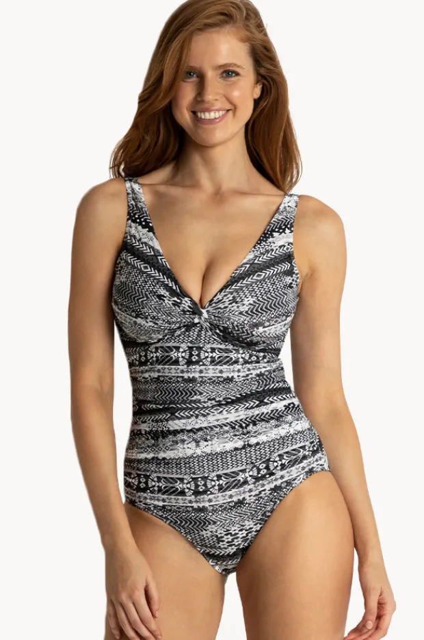 One Pieces|Jantzen Aztec E/F Cup Twist Front One Piece BLACK