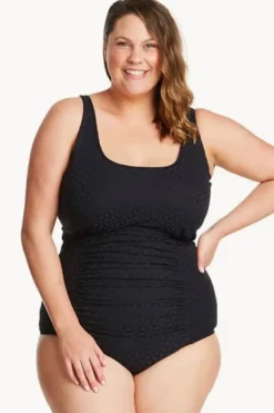 One Pieces|Genevieve Aztec Jacquard F/G Cup Tank One Piece Black