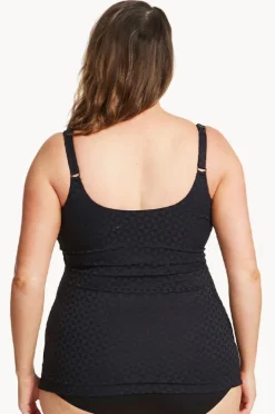 Tankini Tops|Genevieve Aztec Jacquard Scoop Neck Tankini Separate Black