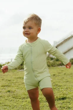 Rashies & Sunsuits|Rashies & Sunsuits|Tini Togs Baby Boys Zip Boyleg Sunsuit Apple