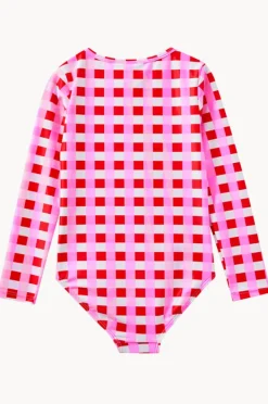 Rashies & Sunsuits|Milky Baby Girls Lollipop Check Sunsuit Red/pink