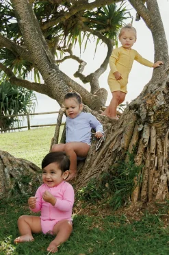 Rashies & Sunsuits|Rashies & Sunsuits|Tini Togs Baby Girls Long Sleeve Zip Sunsuit Marshmallow