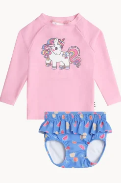 Rashies & Sunsuits|Huxbaby Baby Tutti Frutti Unicorn Suntop Set Pink/Blue