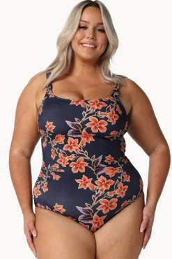 One Pieces|Capriosca Bahamas Tank One Piece Navy/orange