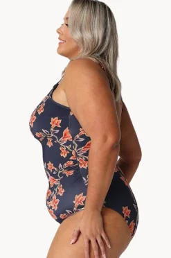One Pieces|Capriosca Bahamas Tank One Piece Navy/orange