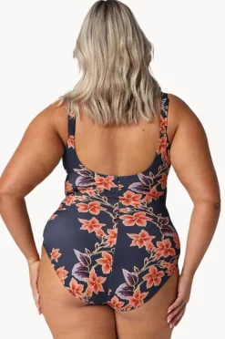 One Pieces|Capriosca Bahamas Tank One Piece Navy/orange