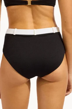 Bottoms|Seafolly Bandwave Belted High Waisted Pant BLACK