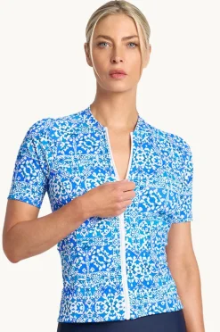 Rashies & Sunsuits|Jantzen Bazaar Short Sleeve Suntop Blue