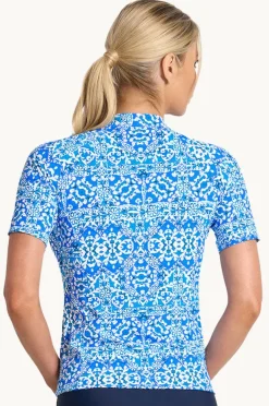 Rashies & Sunsuits|Jantzen Bazaar Short Sleeve Suntop Blue