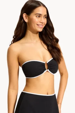 Bikini Tops|Seafolly Beach Bound Ring Front Bandeau Black