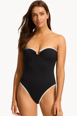 One Pieces|Seafolly Beach Bound Ring Front Bandeau One Piece Black