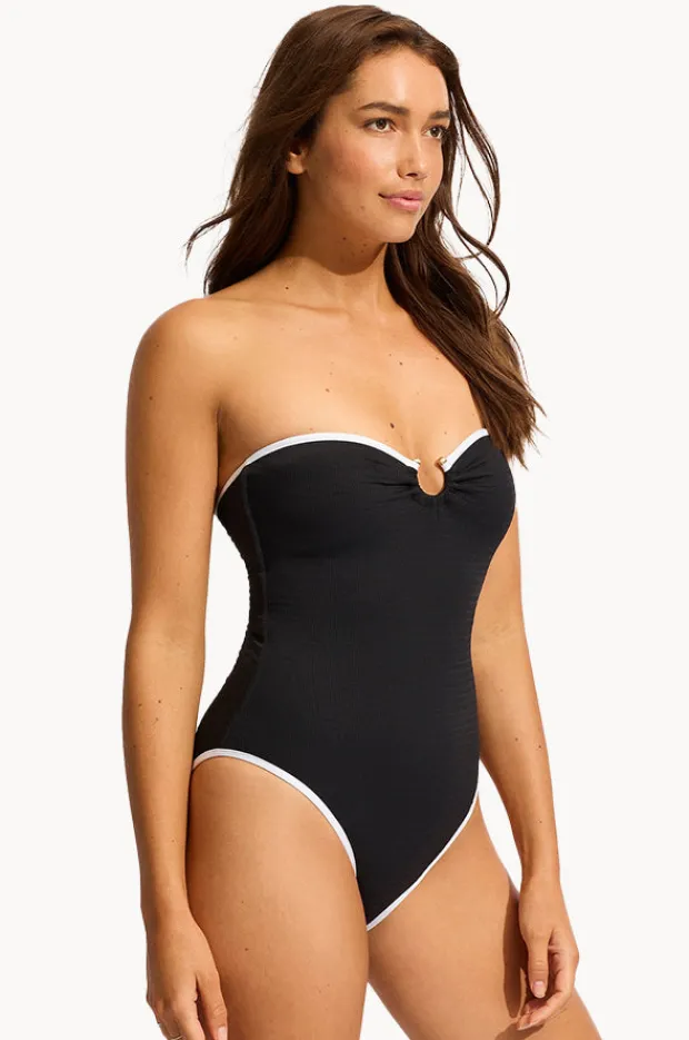 One Pieces|Seafolly Beach Bound Ring Front Bandeau One Piece Black