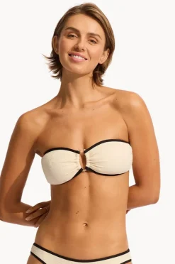 Bikini Tops|Seafolly Beach Bound Ring Front Bandeau Ecru