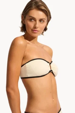 Bikini Tops|Seafolly Beach Bound Ring Front Bandeau Ecru
