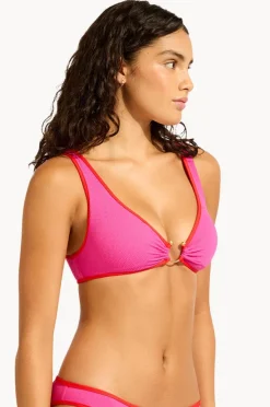 Bikini Tops|Seafolly Beach Bound Ring Front Tank Hot pink