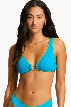 Bikini Tops|Seafolly Beach Bound Ring Front Tank Turquoise