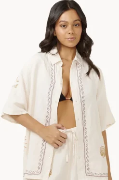 Tops|Rip Curl Beach Party Embroidered Shirt Off White