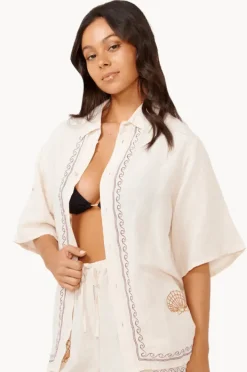 Tops|Rip Curl Beach Party Embroidered Shirt Off White