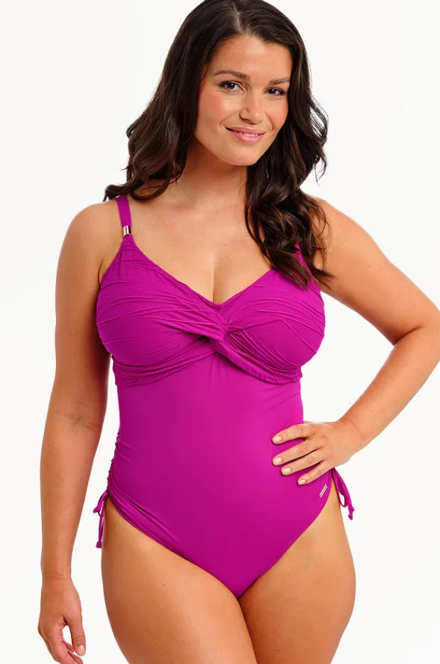 One Pieces|Fantasie Beach Waves G Cup Twist Front One Piece Fuchsia