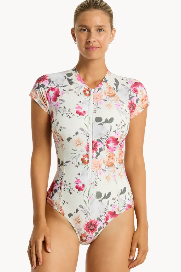 Rashies & Sunsuits|Sea Level Belle Short Sleeve Sunsuit Coconut