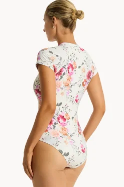Rashies & Sunsuits|Sea Level Belle Short Sleeve Sunsuit Coconut