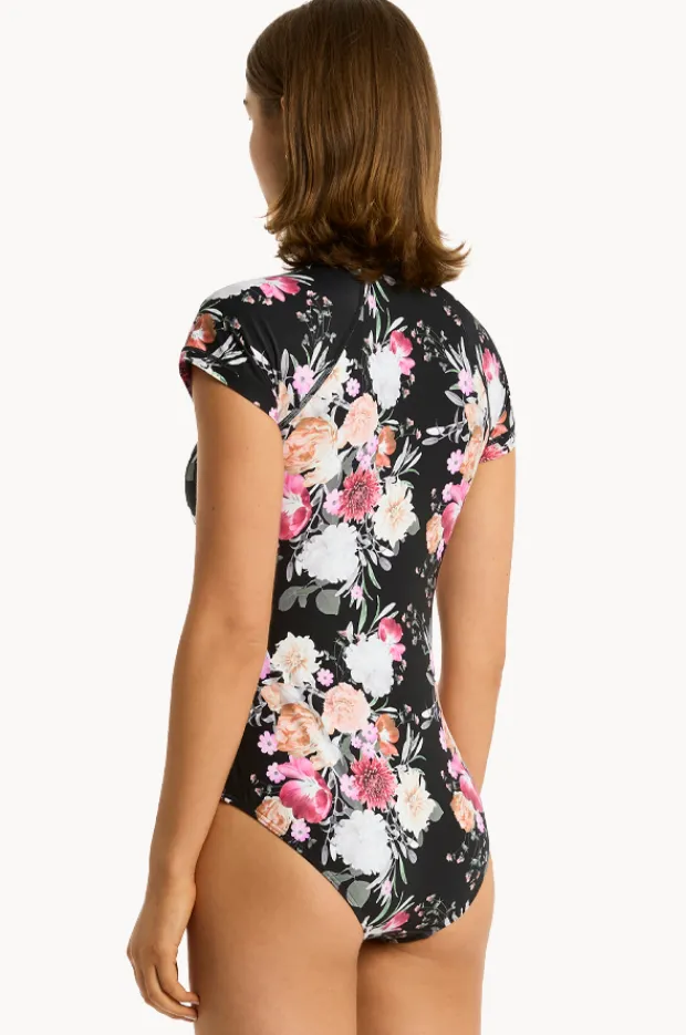 Rashies & Sunsuits|Sea Level Belle Short Sleeve Sunsuit Black