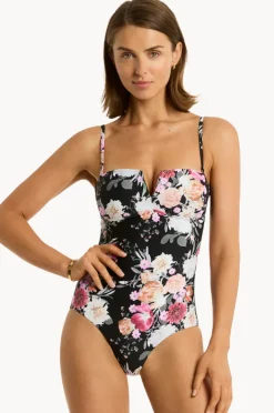 One Pieces|Sea Level Belle Vee Bandeau One Piece Black