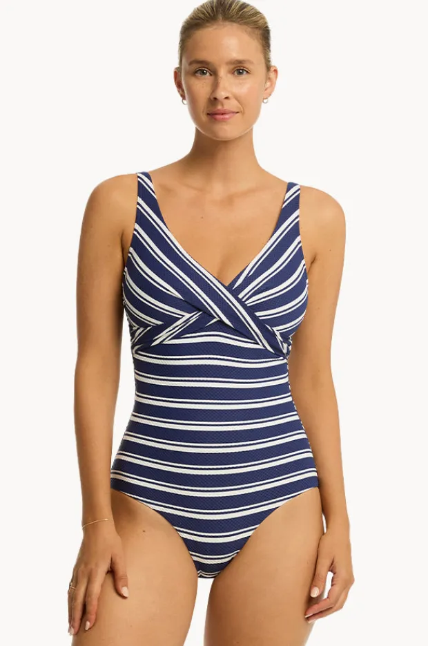 One Pieces|Sea Level Biarritz Cross Front One Piece French navy