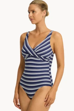 One Pieces|Sea Level Biarritz Cross Front One Piece French navy