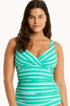 Tankini Tops|Sea Level Biarritz Cross Front Tankini Separate Evergreen