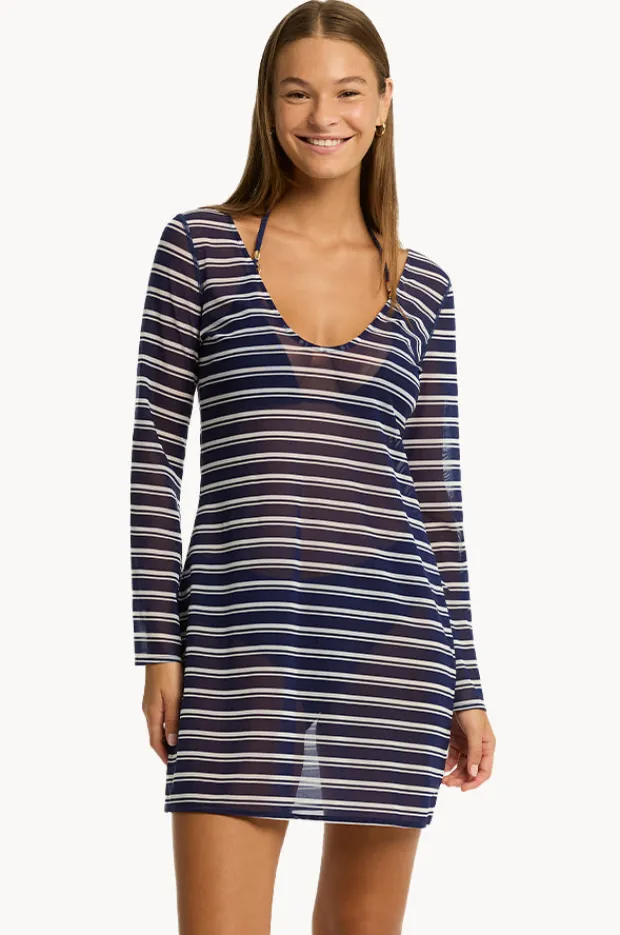 Overswim|Sea Level Biarritz Mesh Short Dress French navy