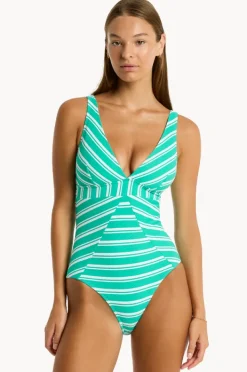 One Pieces|Sea Level Biarritz Panel Line One Piece Evergreen