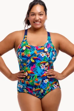 One Pieces|Funkita Birdie Wordie Brace Me Back One Piece Navy/multi