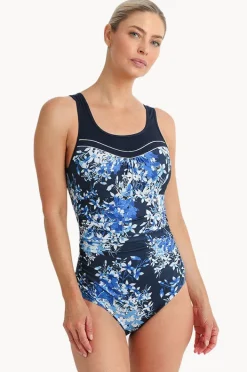 One Pieces|Poolproof Blissful Ruched Scoop Neck One Piece Navy
