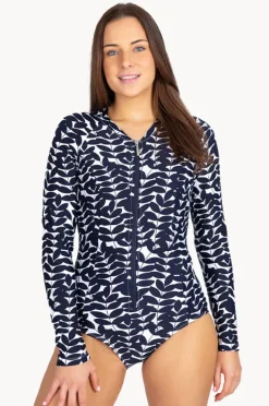 Rashies & Sunsuits|Babes In The Shade Blue Acacia Sunsuit Navy/White